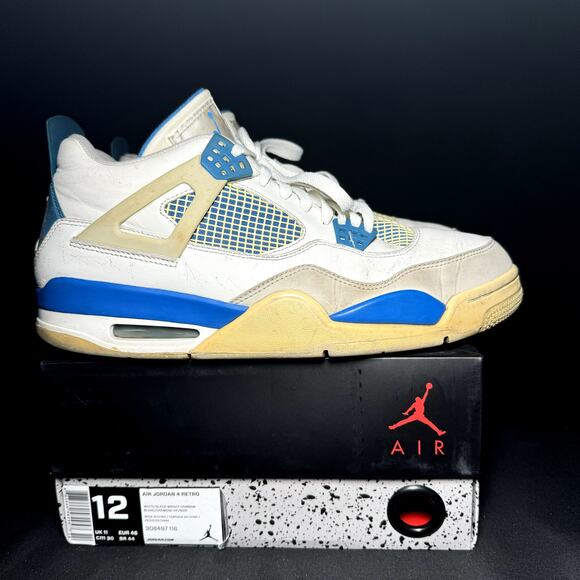 Size 12 - Nike Air Jordan 4 Retro Military Blue 2012 Men's Shoes - Picture 1 of 10